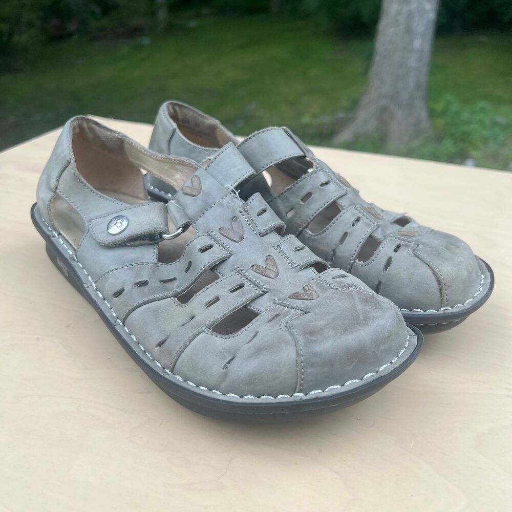Alegria Pesca Women's Wedge Sandals Size EU 35 - US 5 Leather PES-630 Gray